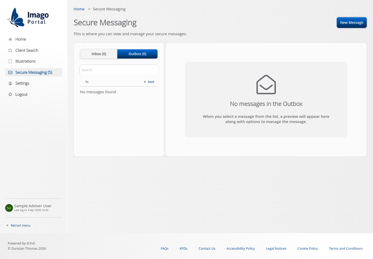 SecureMessaging > 02 Main view - EMPTY > Outbox - selected state